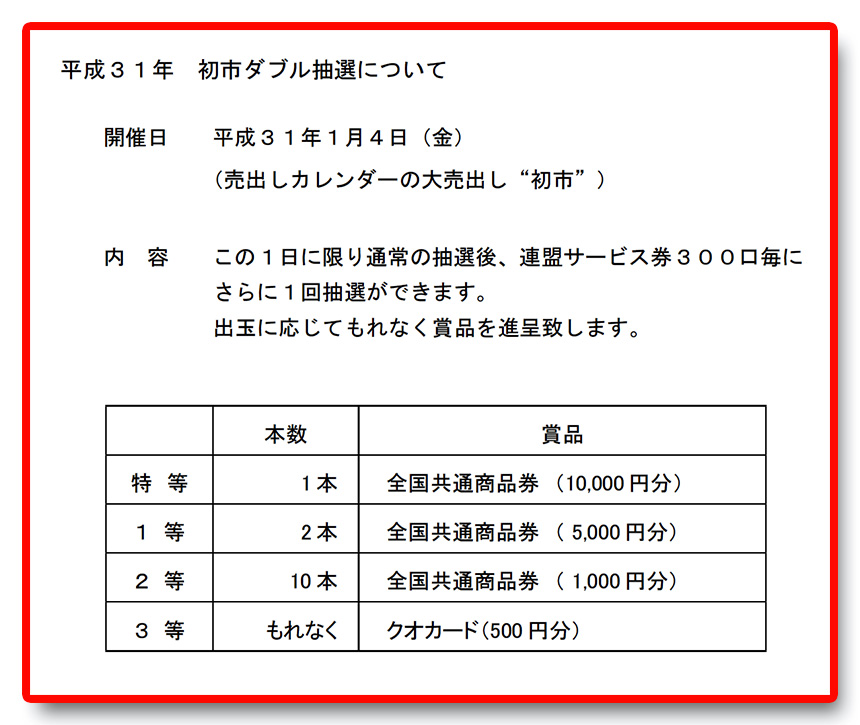 新年初市ダブル抽選！ 